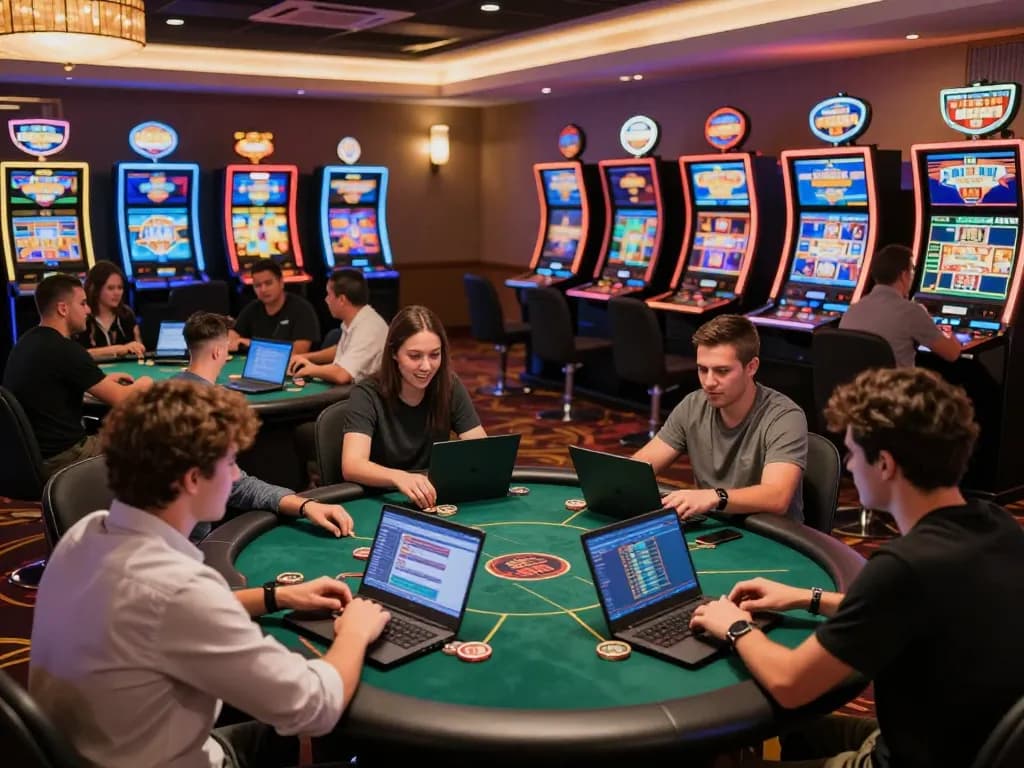Players immersing themselves in online gambling at G28's exciting casino platforms.