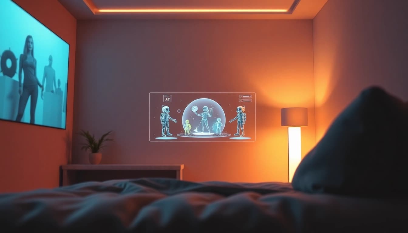 Engaging AI interactions depicting ai sex in a warm, intimate setting.