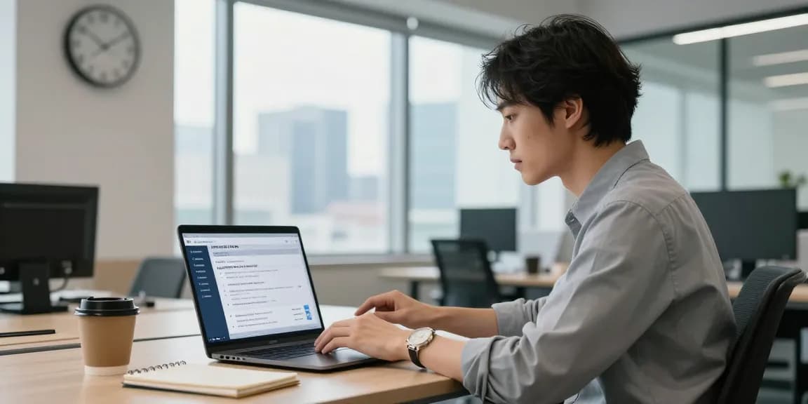 Job alerts displayed on a laptop screen in a modern office, emphasizing career opportunities.