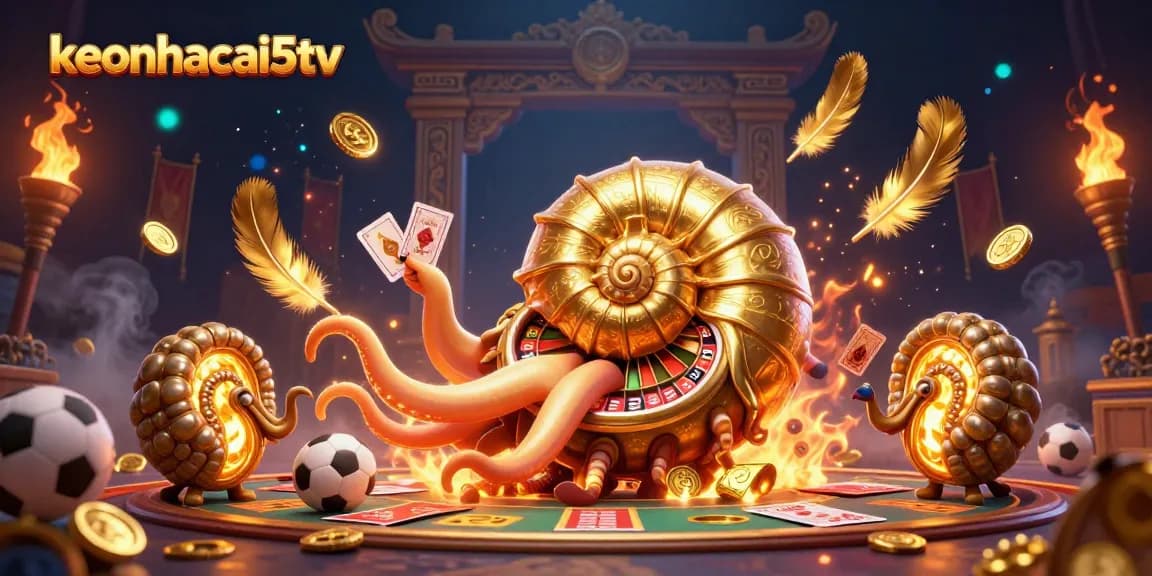 Experience thrilling sports betting action with keonhacai5tv's dynamic gaming elements in this captivating 3D illustration.