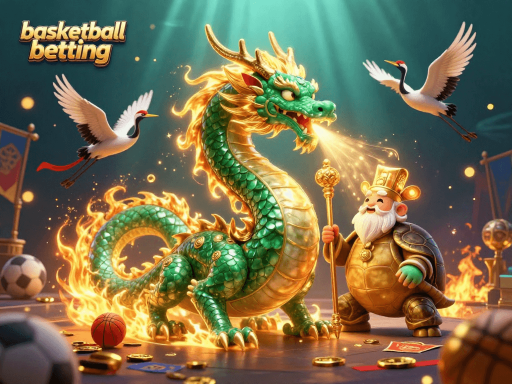 Engage in basketball betting with dynamic 3D icons illustrating strategy, tokens, and energetic atmosphere.