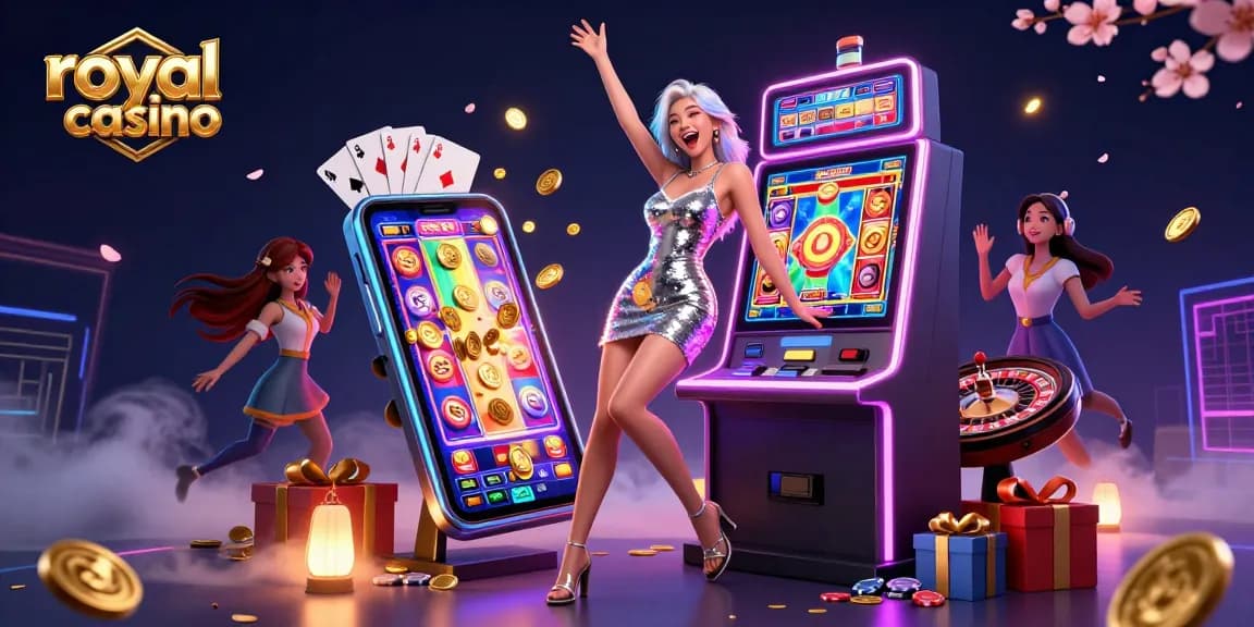 Win big with royal casino's vibrant slot game action and colorful rewards on a lively night!