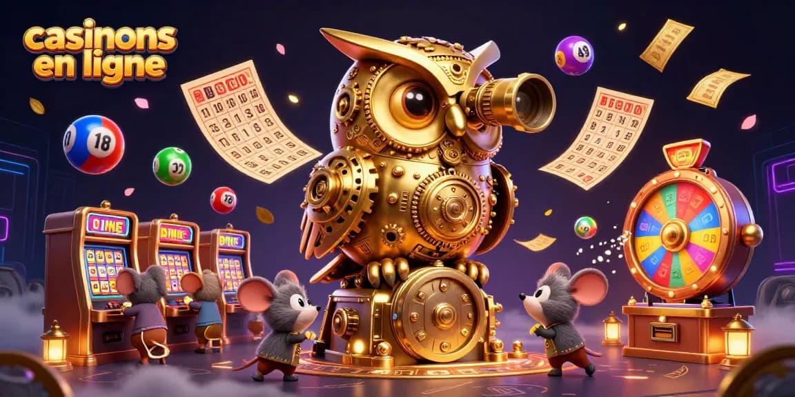 Casinos en ligne : Plongez dans un univers magique avec un hibou doré et des éléments de jeu dynamiques.