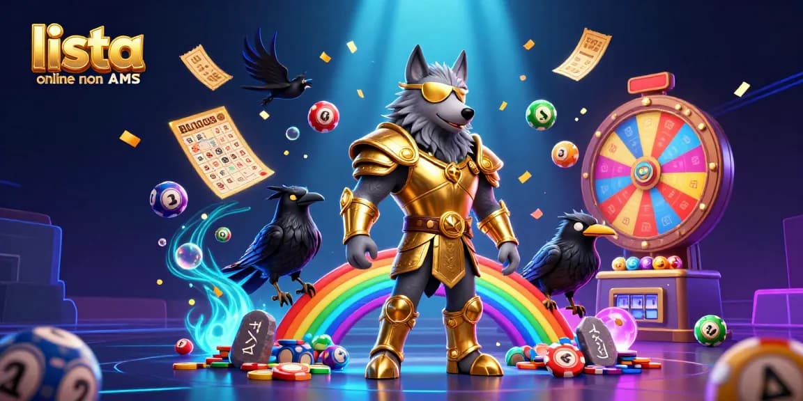 Palle della lotteria colorate in rimbalzo e assisti alla scena magica della lista casino online non AAMS con Odin e i corvi.