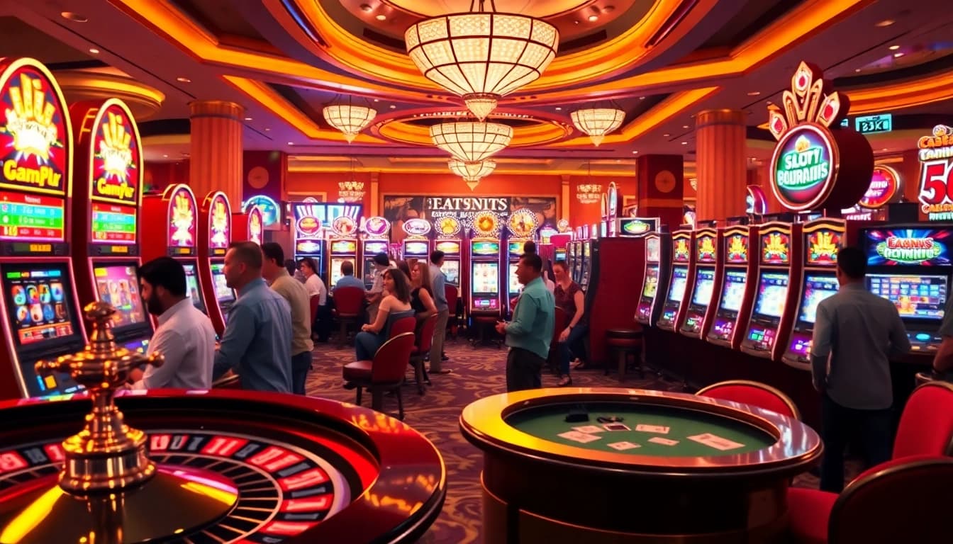 Play thrilling slot deposit 5k games at lively casino filled with excited players.