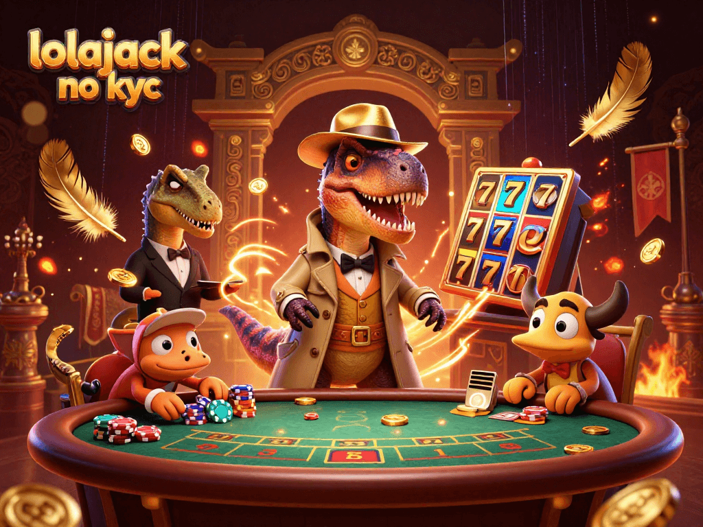 Experience thrilling moments at lolajack no kyc blackjack table with a sneaky velociraptor card counter.