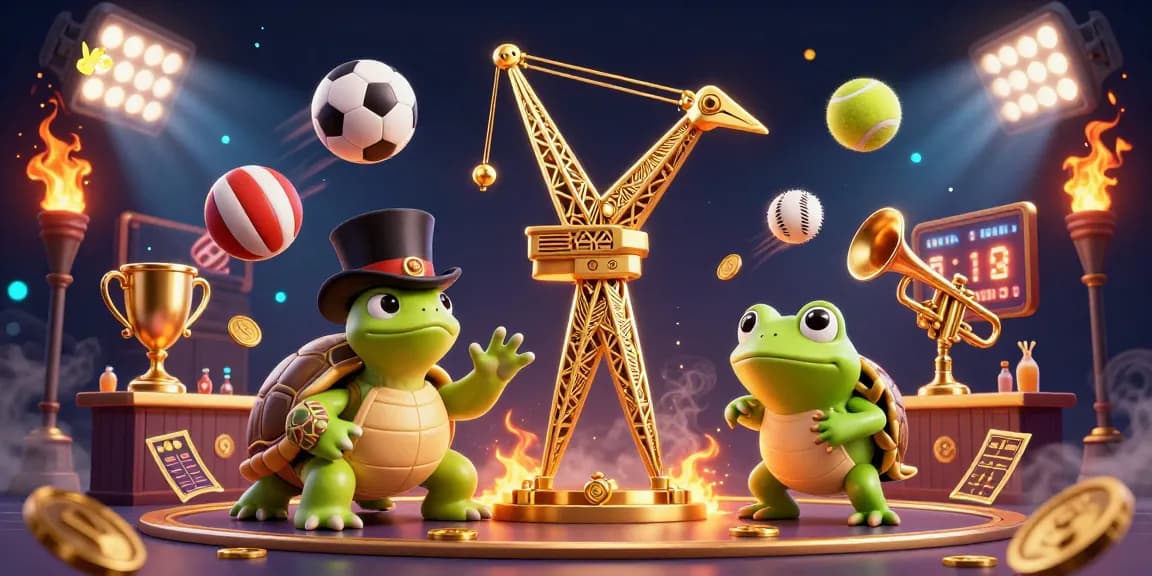 Engage with tylekeonhacai through dynamic sports betting excitement, featuring colorful sports balls and characters.