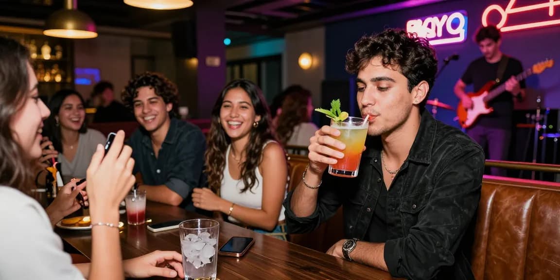 Enjoying a vibrant nightlife with rokok88 cocktails at a trendy bar.