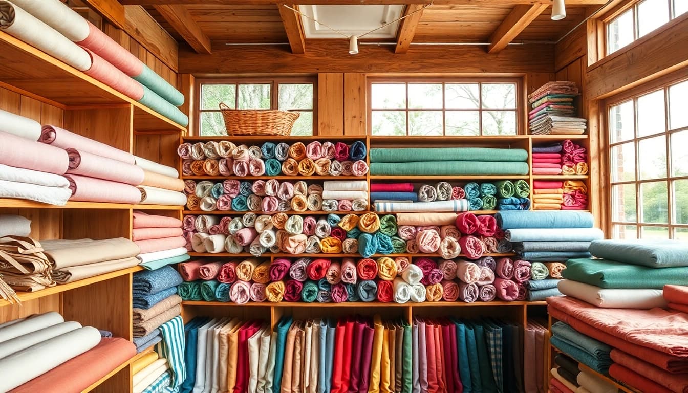 Bekijk de variëteit aan uni katoen stof; 100% natuurlijk katoen in een gezellige stoffenshop.