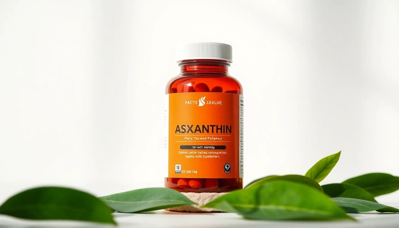 Buy astaxanthin - vibrant bottle showcasing purity and health benefits in a natural setting.