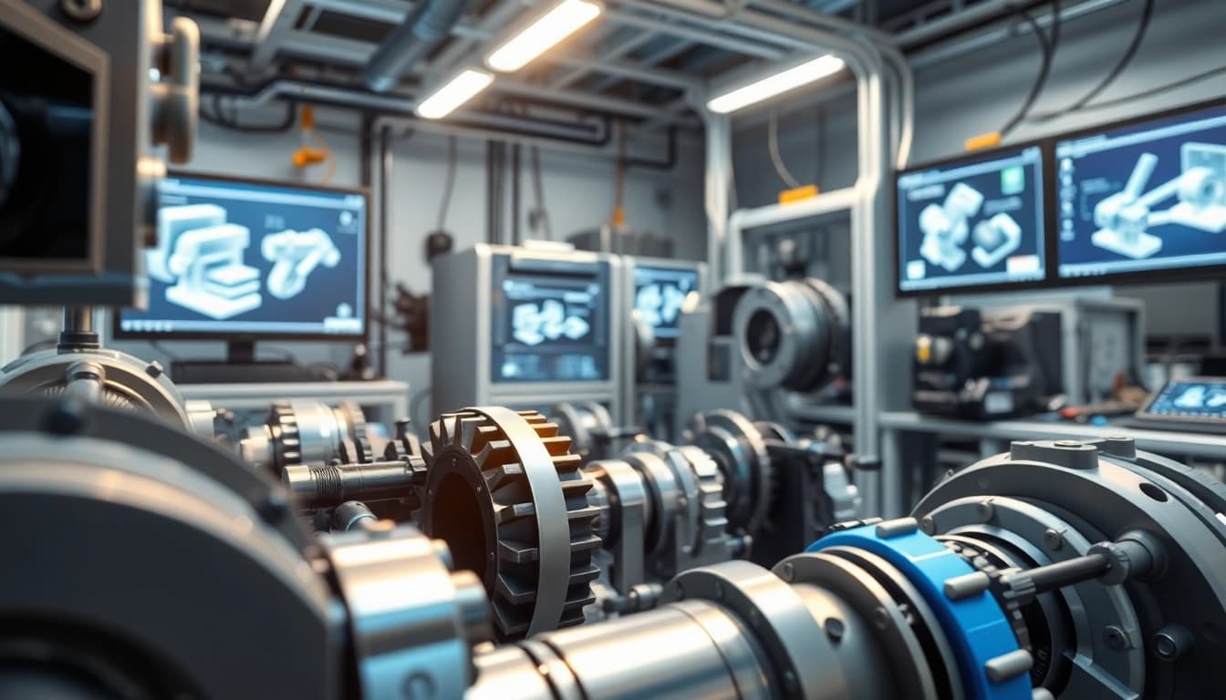Technische Animation zeigt fortschrittliche Maschinen und Animationen in einem modernen Labor.