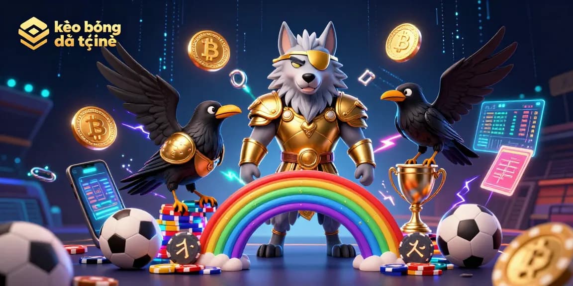 Enhance your betting strategies with kèo bóng đá trực tuyến visuals, showcasing sports betting elements and cryptocurrency integrations.