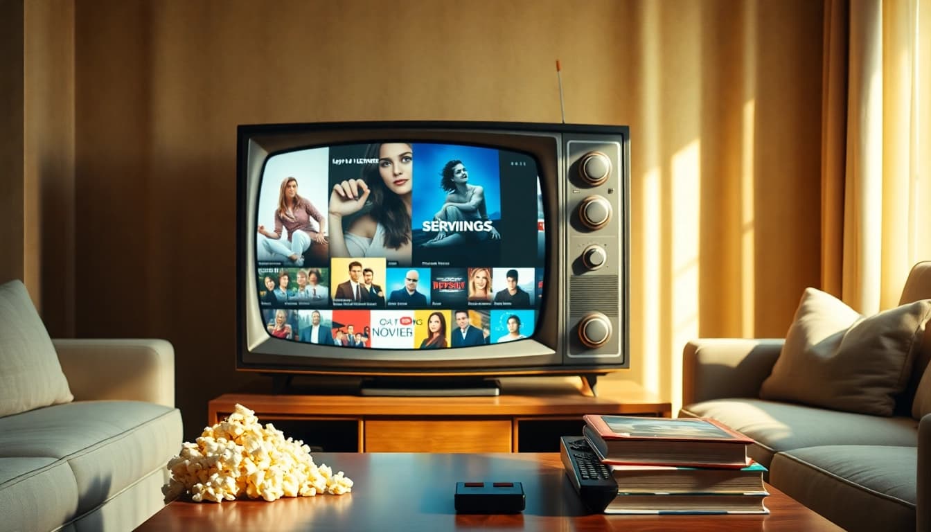 fadaeyat.com에서 인기 TV 쇼 목록을 보여주는 빈티지 TV의 특별한 이미지