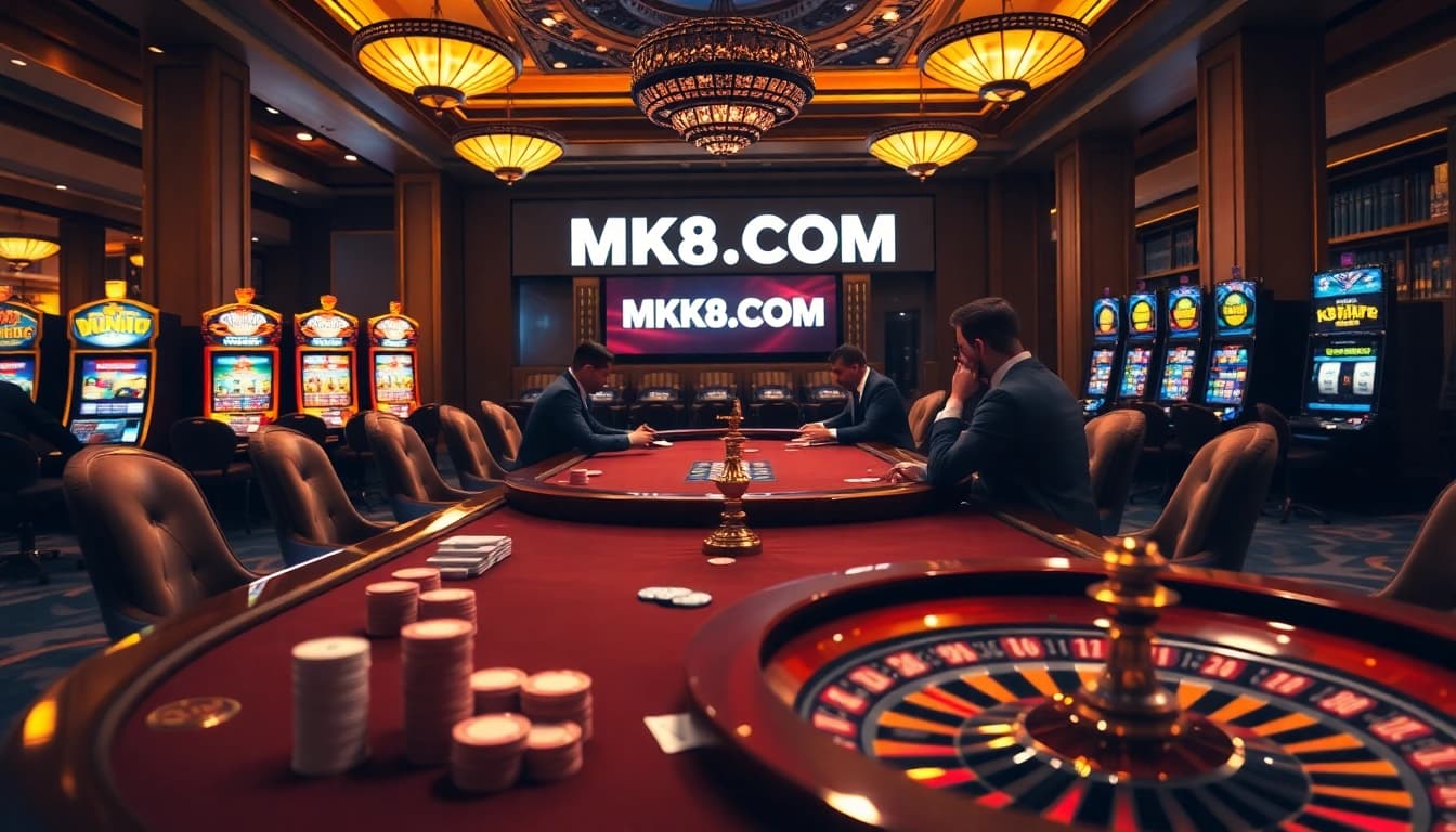 Experience high-stakes poker at MK8.COM, featuring vibrant colors, plush tables, and thrilling gameplay.