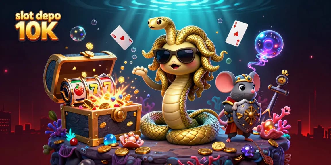Win big at slot depo 10K with this vibrant, immersive 3D casino illustration