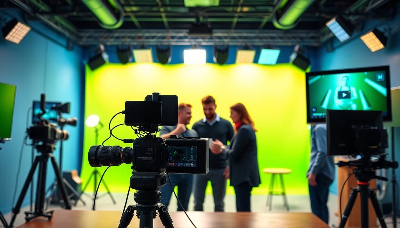 Video production team working in a studio, showcasing edmonton production companies’ creativity.