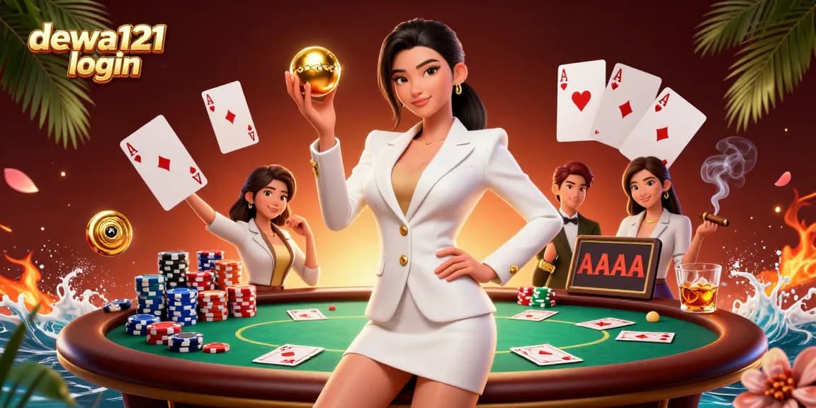 Mainkan slot yang menang dengan login DEWA121 di ilustrasi kasino yang penuh warna ini menunjukkan keseruan bermain.
