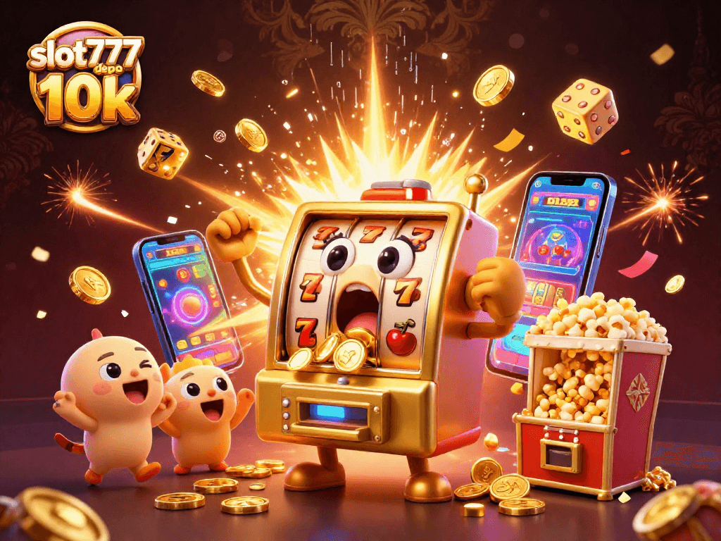 Engage in exciting gaming with slot777 depo 10k as a golden slot machine hits the jackpot.