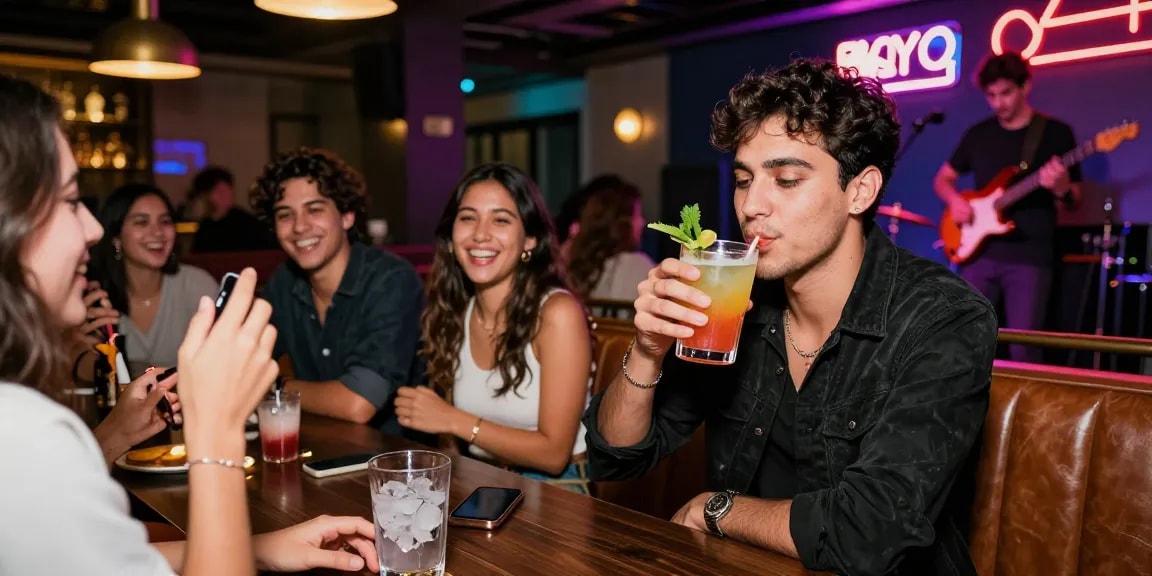 Enjoying a vibrant nightlife with rokok88 cocktails at a trendy bar.