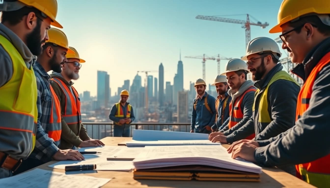 New York General Contractor team collaborating on a construction site in NYC.