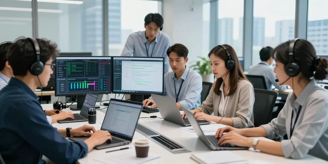 What is the best IT support company in London? Team of IT professionals collaborating in a modern office environment, showcasing effective support.