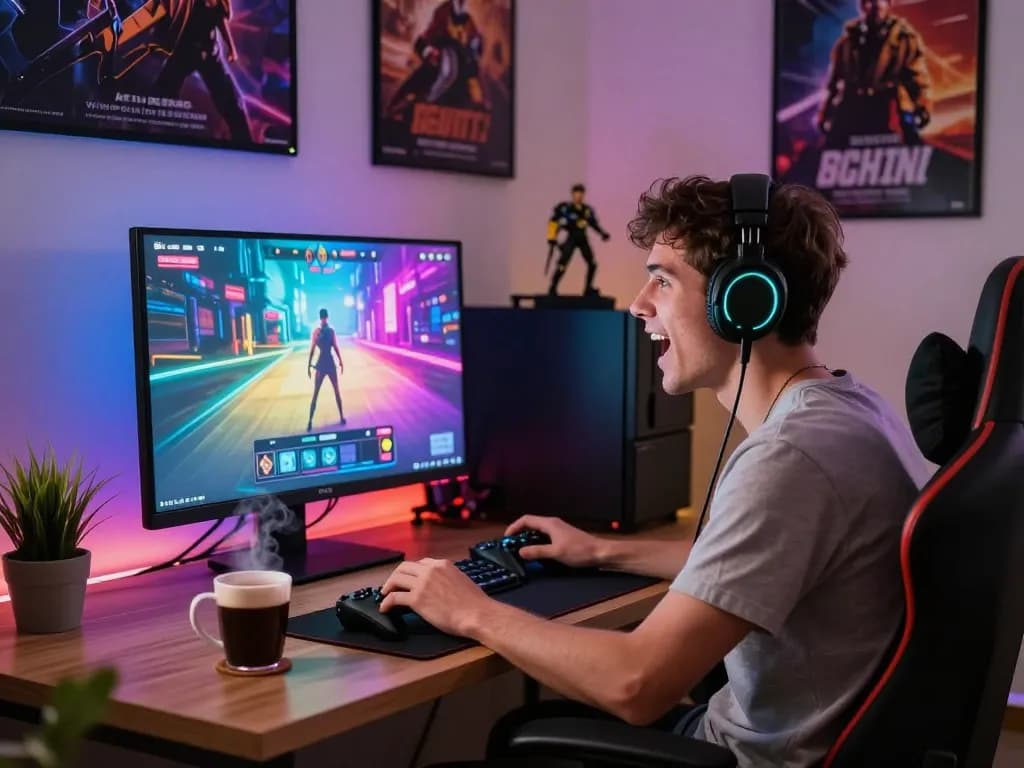 Play engaging real porn game in a cozy gaming setup.
