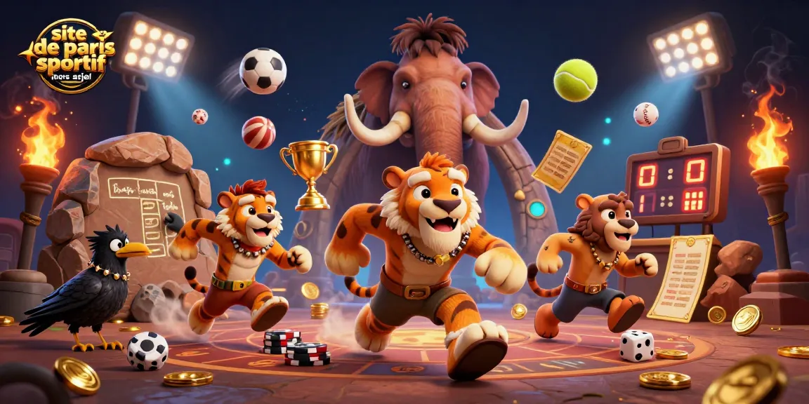 Parier sur le site de paris sportif hors ARJEL avec des personnages animés promettant de l'excitation.
