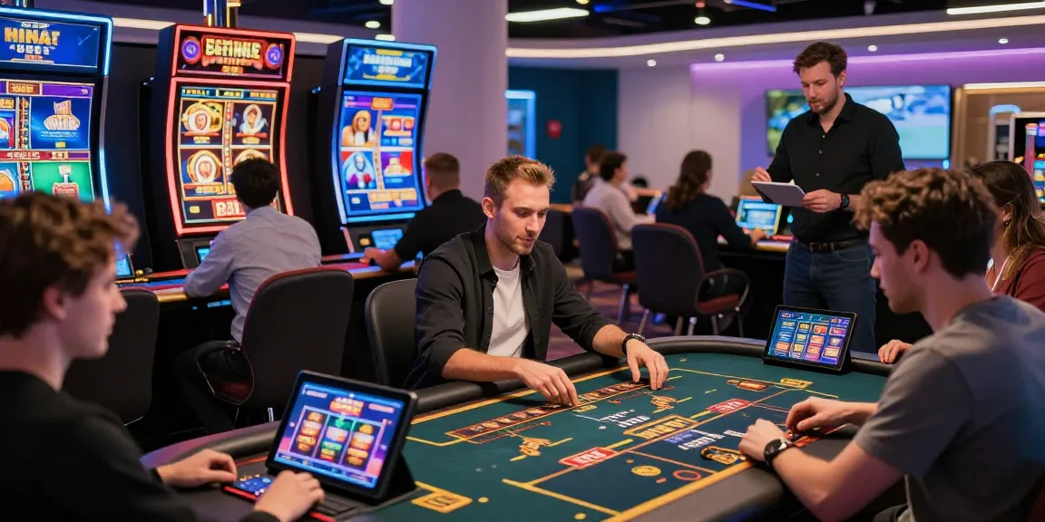 Players engaged in vibrant games at non UK casinos, showcasing excitement and diverse gaming options.