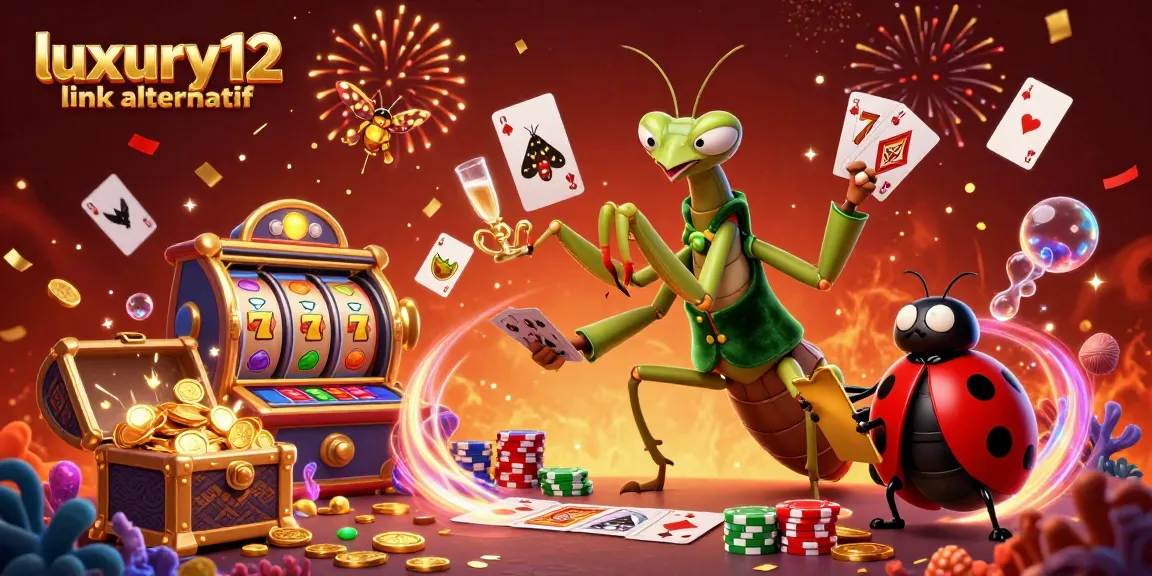 Play and win at luxury12 link alternatif with a vibrant casino scene featuring playful characters and rich gaming elements.