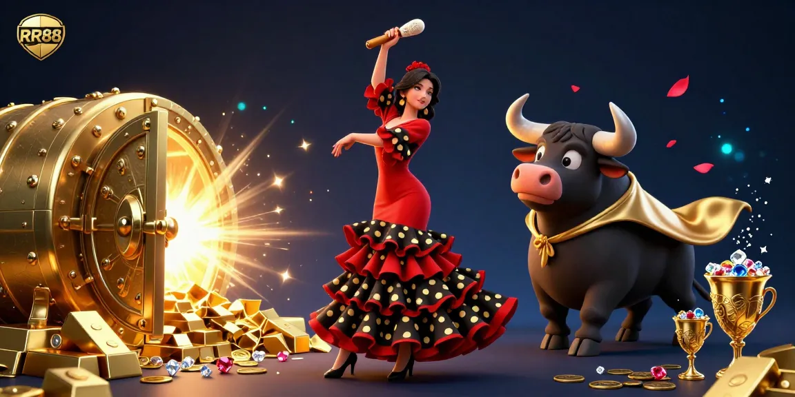 Experience the thrill of RR88 with a vibrant 3D casino scene depicting exciting elements of gambling.