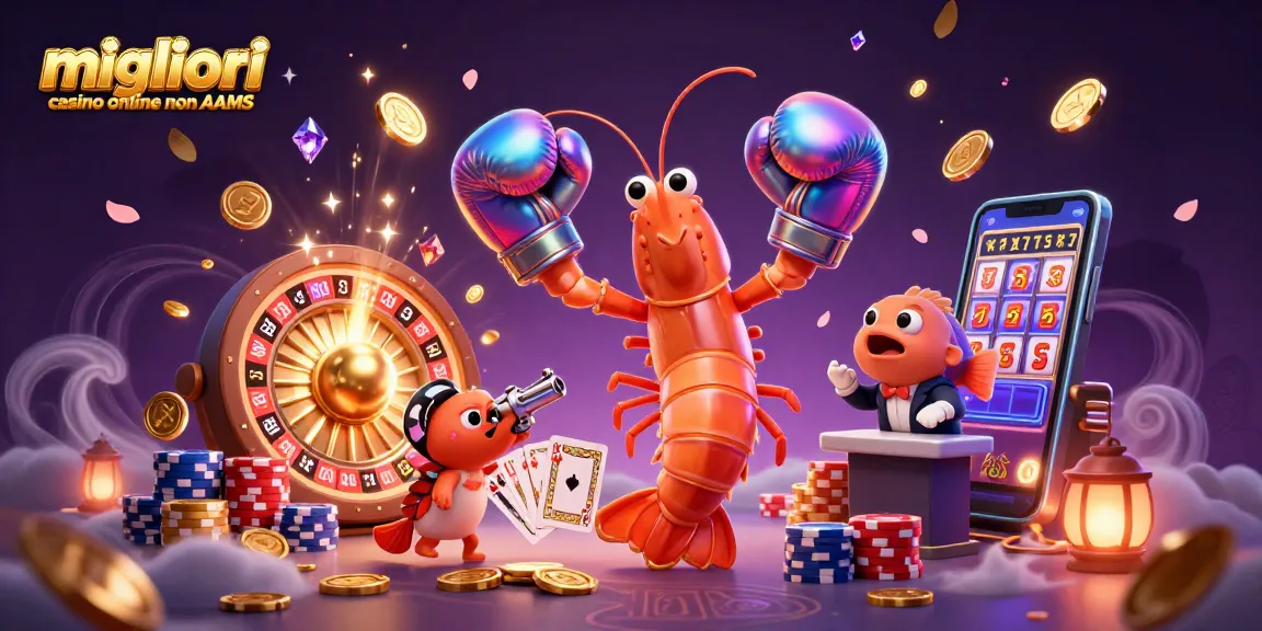 Scopri il brivido dei migliori casino online non AAMS mentre gamberi mantide e amici mostrano l'emozione del gioco tra elementi scintillanti.