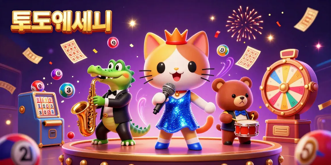 Engage with exciting 토토사이트 activities featuring lottery balls and vibrant characters.