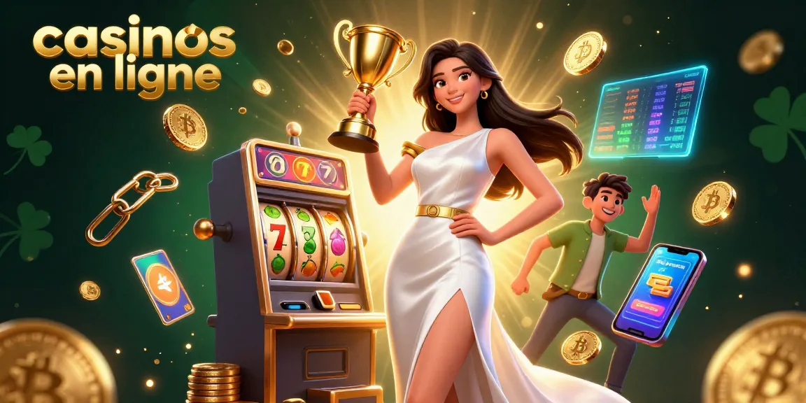 Gagnez gros aux casinos en ligne avec cette illustration dynamique sur le thème des machines à sous présentant des éléments 3D vibrants.