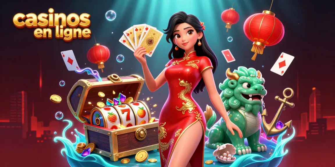 Découvrez l'excitation des casinos en ligne avec une scène vibrante mettant en avant des personnages uniques et des éléments de jeu dynamiques.