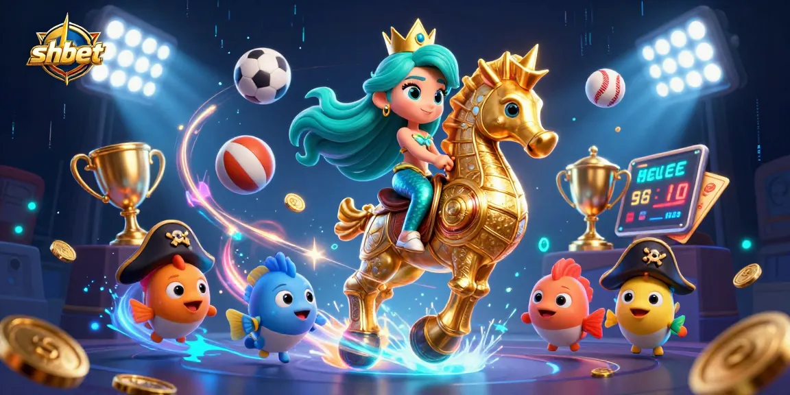 Experience thrilling moments at shbet with our vibrant casino illustration featuring animated characters and dynamic sports elements.