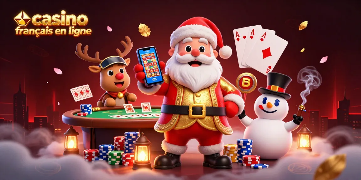 Gagnez avec le casino français en ligne grâce à des jeux captivants dans une illustration festive.