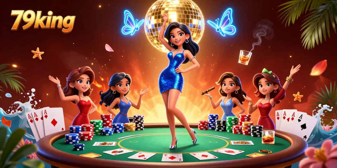 Experience vibrant gaming at 79king with a glamorous casino scene showcasing poker action and stunning visuals.