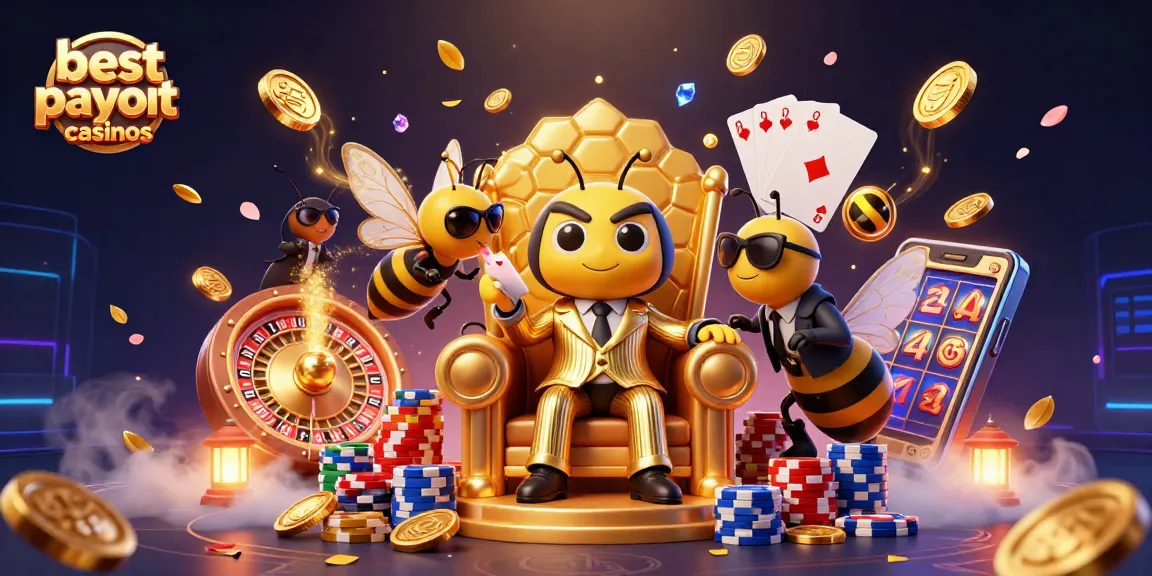 Experience the excitement of best payout casinos with a vibrant 3D casino scene featuring a bumblebee mob boss.