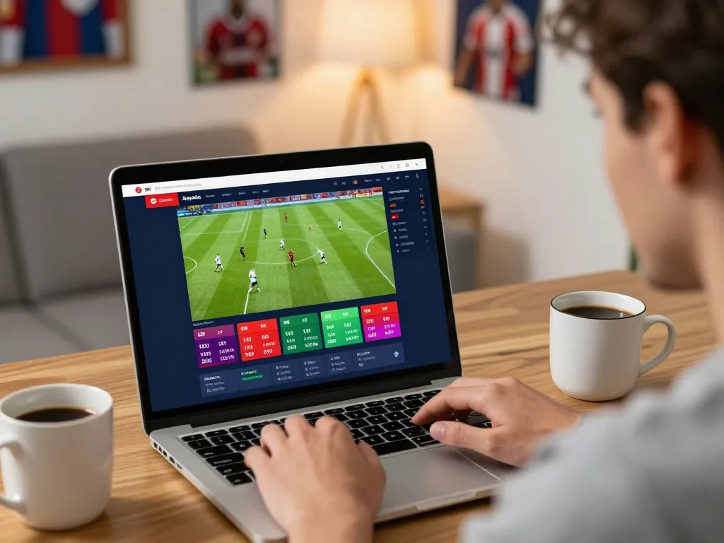 Engaging online sports betting session at home featuring 388bet's dynamic platform