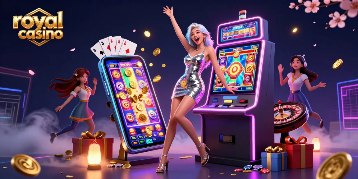Win big with royal casino's vibrant slot game action and colorful rewards on a lively night!
