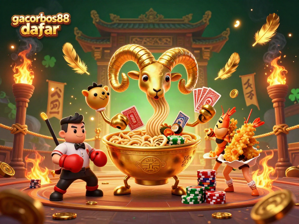 Join the fun with gacorbos88 daftar in this lively casino scene featuring cartoon characters and gaming excitement.