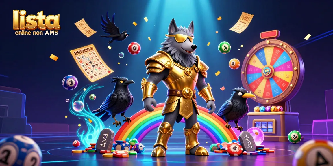 Palle della lotteria colorate in rimbalzo e assisti alla scena magica della lista casino online non AAMS con Odin e i corvi.