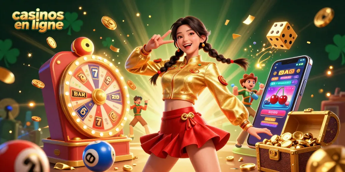 Illustration captivante mettant en avant des casinos en ligne avec des personnages vibrants et des éléments de casino dynamiques.