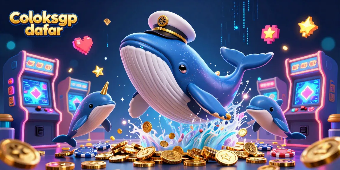 Play poker with the coloksgp daftar whale and dolphins amidst game machines and coins.