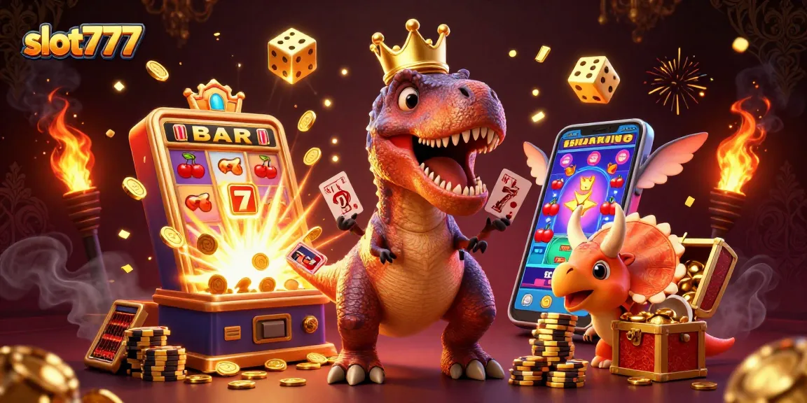 Menangkan permainan slot777 dengan karakter imut T-Rex, pterodactyl, dan triceratops sambil mengeksplorasi mesin slot yang memukau.