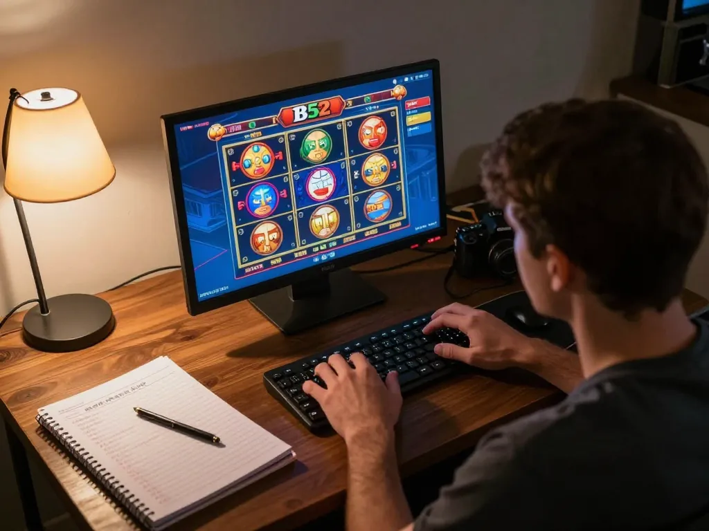B52 online casino gameplay displayed on a computer screen, capturing the excitement of online gambling.