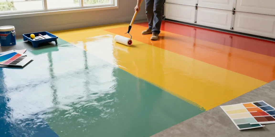 Garage floor coatings showcasing vibrant colors and professional application.