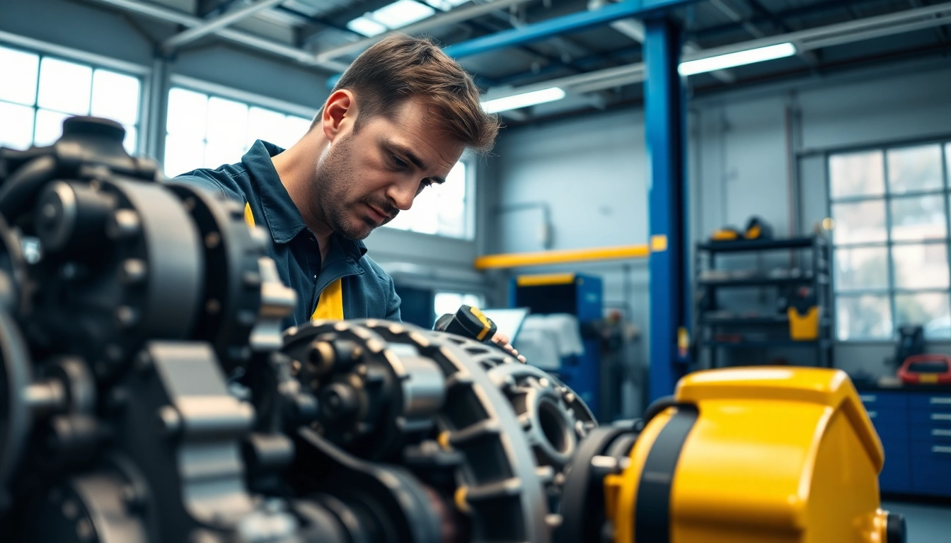 Visualize a powertrain extended warranty scenario with a mechanic assessing a vehicle's engine components