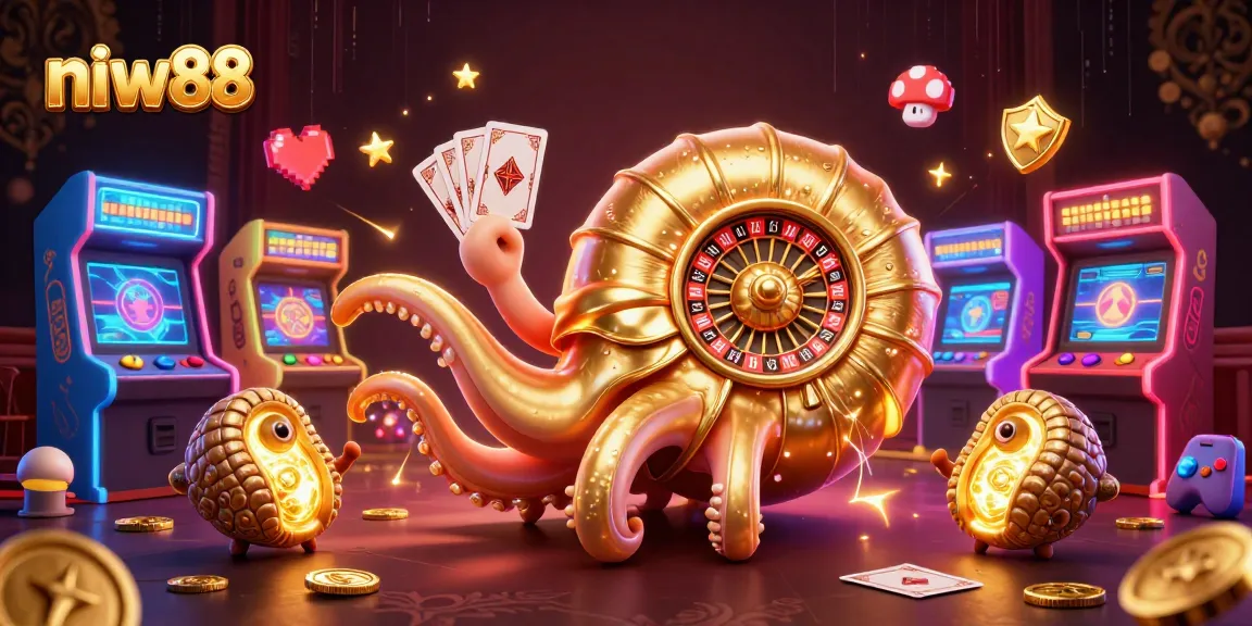 Experience the excitement of niw88 with a vibrant 3D casino scene featuring colorful gaming elements.