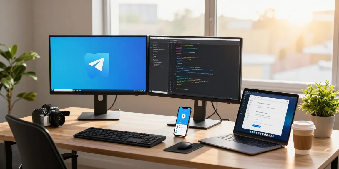 Developer engaging with 纸飞机中文版 on dual monitors in a modern workspace